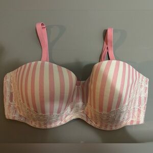 Victoria's Secret Pink and White Striped Bra with Lace